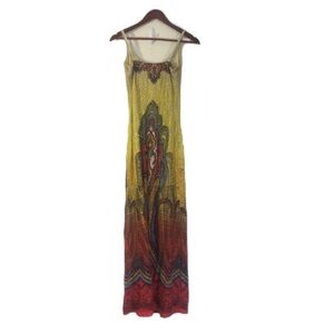 Colorful Patterned Sheer Lace Maxi Dress
